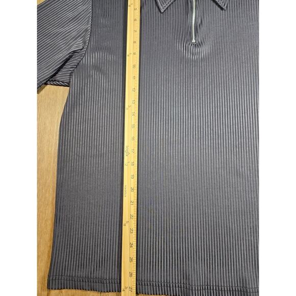 Dangerous Willie Men’s XL Gray Ribbed Liquid Knit 1/4 Zip Disco Shirt Vintage 90 - Picture 5 of 7